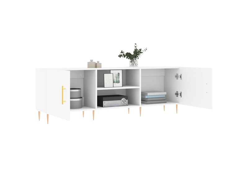  Meuble tv - banc tv - meuble de rangement blanc 150x30x50 cm bois d'ingénierie  - Conforama D