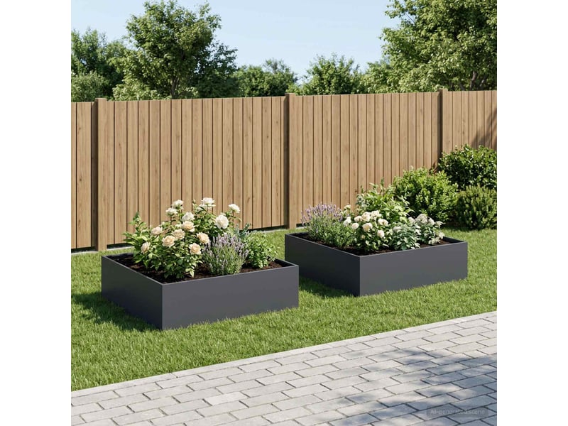  Jardinière - cache-pot de jardin 2 pcs anthracite 80 x 80 x 30 cm  - Conforama B