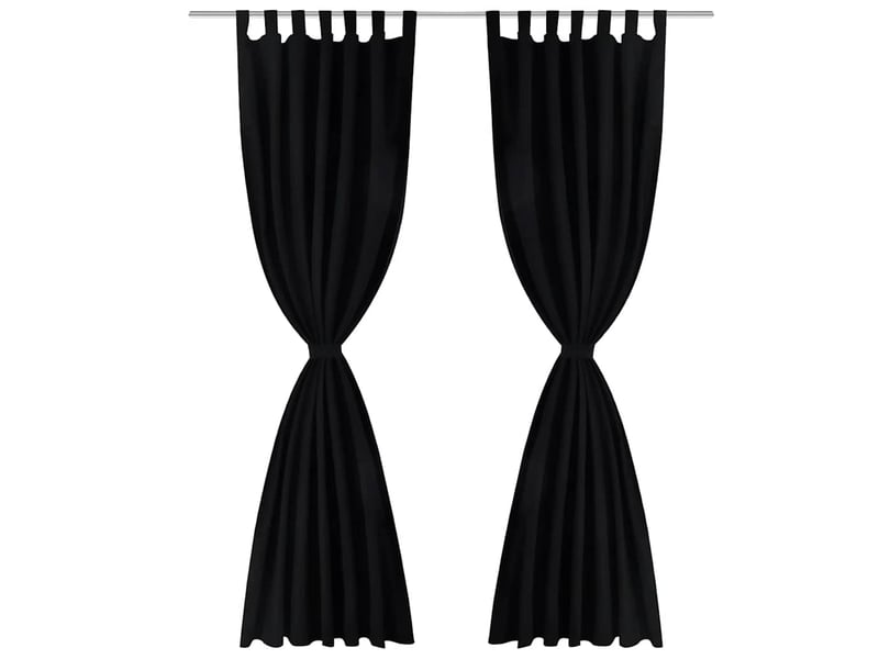  Lot de 2 rideaux à passant, rideaux de fenêtre micro satin noir 140 x 245 cm cf43425  - Conforama A