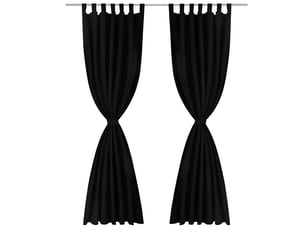 Lot de 2 rideaux à passant, rideaux de fenêtre micro satin noir 140 x 245 cm cf43425