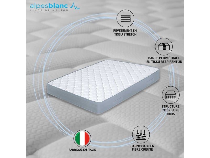  Matelas lune en mousse haute résilience 35 kgm3 - epaisseur 21 cm, soutien dynamique et équilibré, tissu respirant  - Conforama B