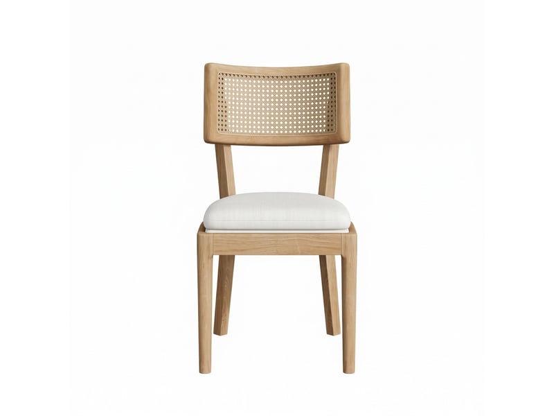 Ensemble table et chaises 4-8 pers, table extensible 100/138/176x100cm, chênenoir + 6 chaises bois/rotin lin - Conforama E