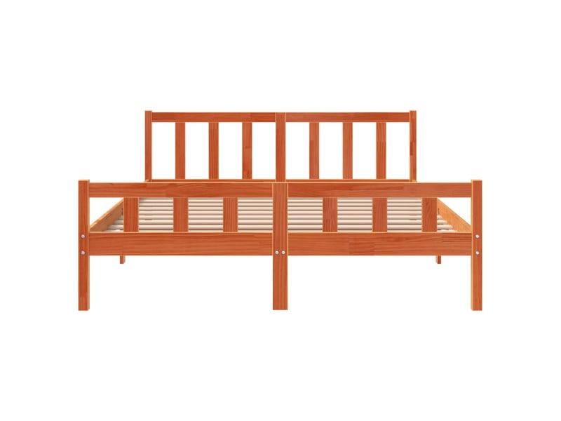  Lit double- lit adulte -  cadre de lit sans matelas  marron 150x200cm bois pin massif  - Conforama C