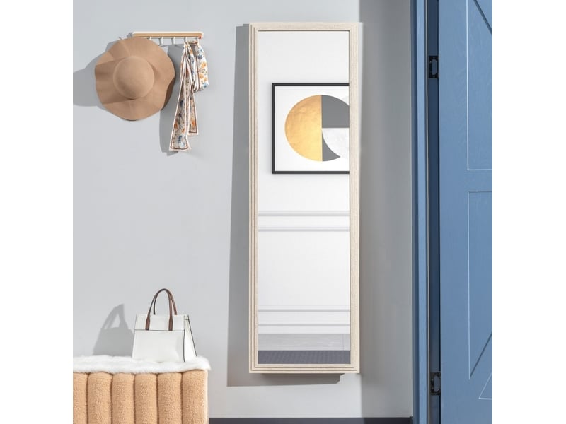  160 x 50 cm miroir de pleine longueur, design rectangulaire avec cadre, blanc  - Conforama C