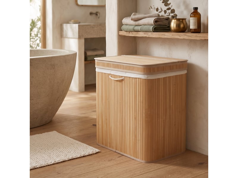 Panier à linge en bambou, 63 x 43 x 60 cm  - Conforama B