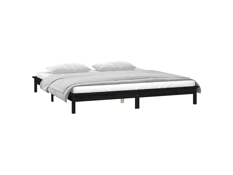  Lit double- lit adulte -  cadre de lit à led sans matelas noir 120x190 cm bois massif  - Conforama D