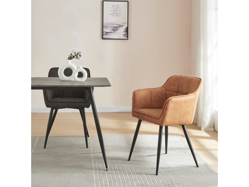  Chaise de salle à manger Birmingham simili-daim marron [en.casa] Birmingham - Conforama D