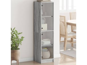 Buffet - bahut - meuble de rangement avec portes en verre sonoma gris 35x37x142 cm