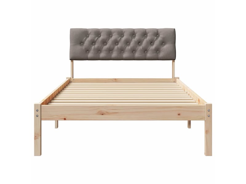  Lit simple- lit adulte -  cadre de lit marron et taupe 100 x 200 cm bois massif en pin  - Conforama D