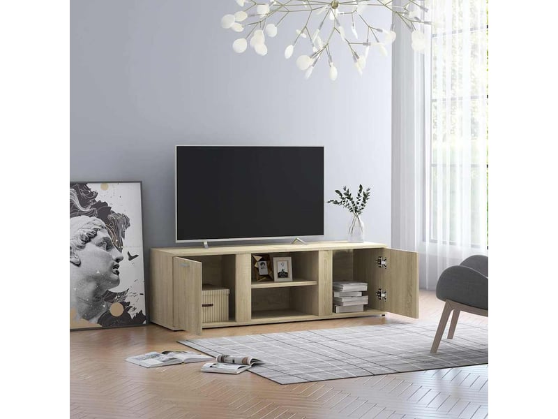  Meuble tv - banc tv - meuble de rangement chêne sonoma 120x34x37 cm bois d’ingénierie  - Conforama B