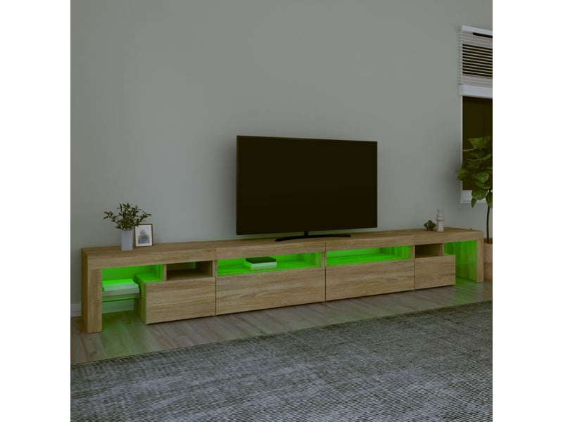 Meuble tv - banc tv - meuble de rangement avec lumières led chêne sonoma 290x36,5x40 cm - Conforama D