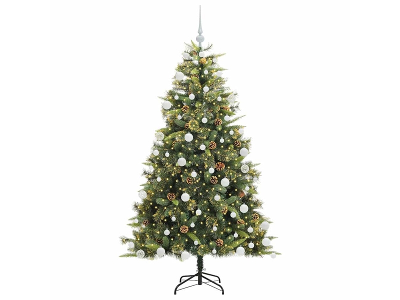  Sapin de noël - arbre de noël artificiel avec branches pliables et cônes 180 cm  - Conforama C