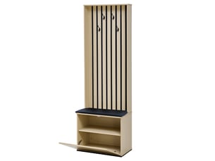 Vestiaire d'entrée - 59.5x35x179.5cm - meuble à chaussures avec banc assise - bois clair