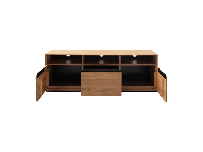  Meuble tv 3 portes 3 niches coloris chêne sauvage - longueur 153 x profondeur 46 x hauteur 51 cm  - Conforama C
