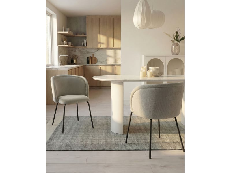 Lot de 2 chaises de salle à manger sarasota tissu blanc cassé  - Conforama B