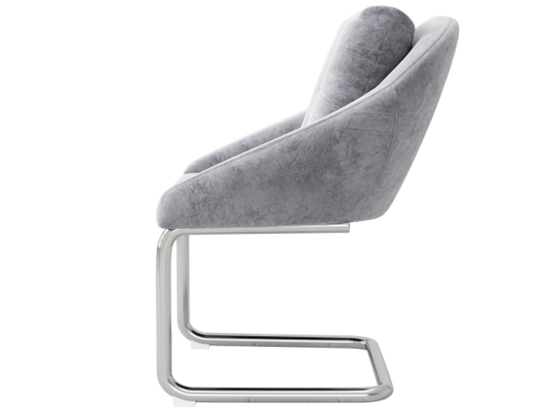 Lot de 4 chaises de salle à manger en velours gris, coussins inclus, chaises pivotantes, de luxe pour salon et chambre - Conforama E