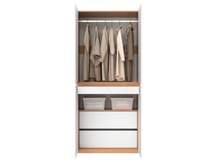 Armoire penderie 90x50x200 cm, 4 portes, 1 barre de penderie, 2 tiroirs, mdf et panneau de particules, blanc, chambre