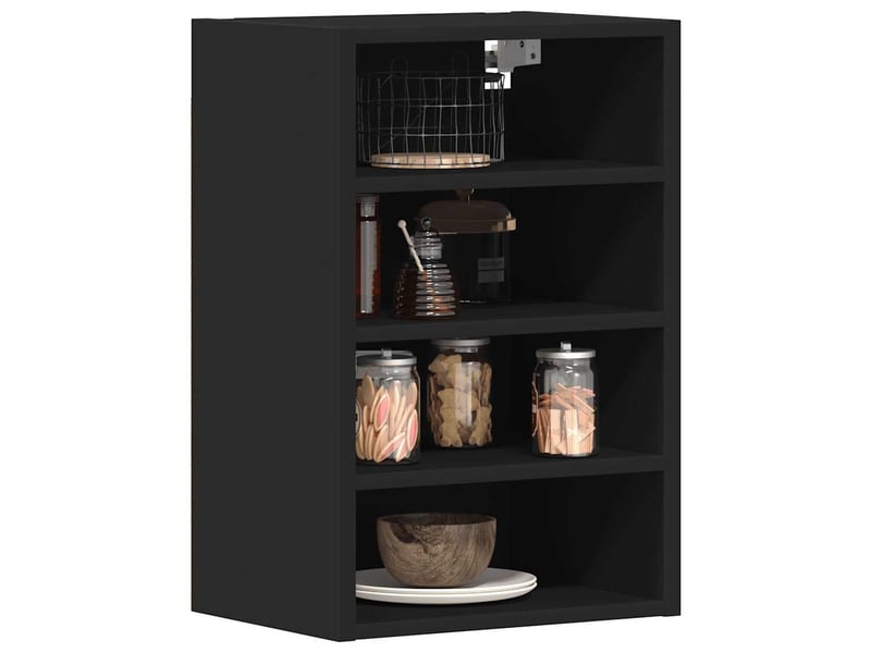  Meuble de rangement cuisine, armoire suspendue riga noir 40x29,5x60cm bois d'ingénierie  - Conforama B