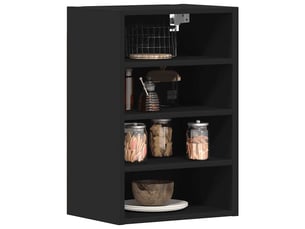 Meuble de rangement cuisine, armoire suspendue riga noir 40x29,5x60cm bois d'ingénierie
