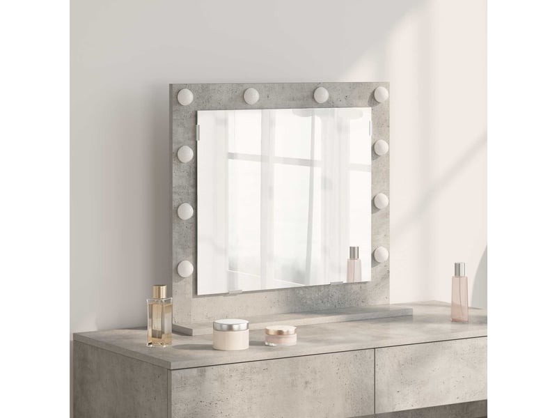  Miroir de vanité, miroir de coiffeuse gris béton 60 x 55 x 18 cm rectangulaire cf62776  - Conforama B