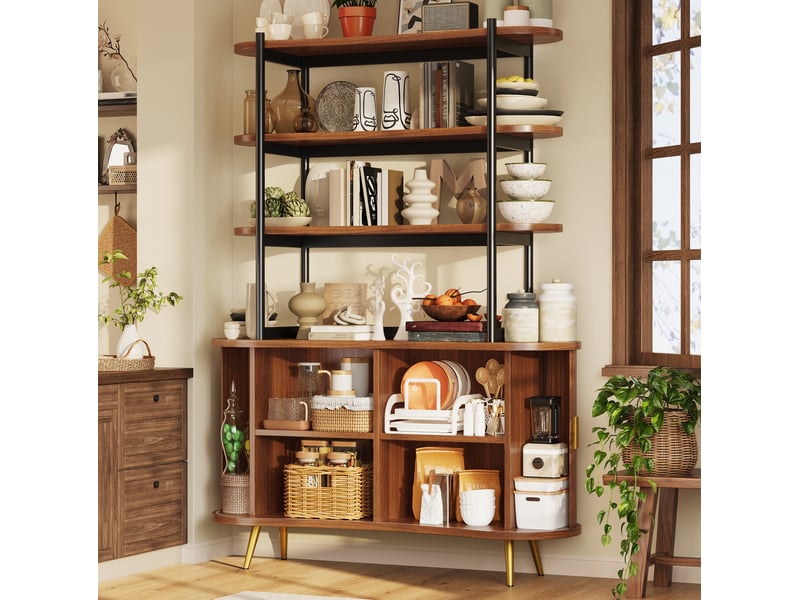  Buffet 120x40x183 cm portes coulissantes mdf métal brun foncé  - Conforama B