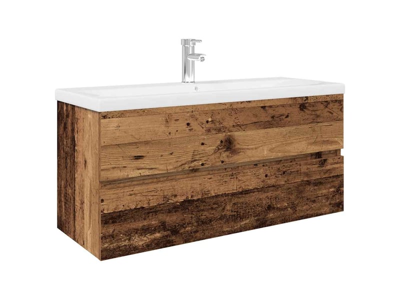  Meuble lavabo avec bassin et robinet intégré, armoire de salle de bains vieux bois cf65565  - Conforama A