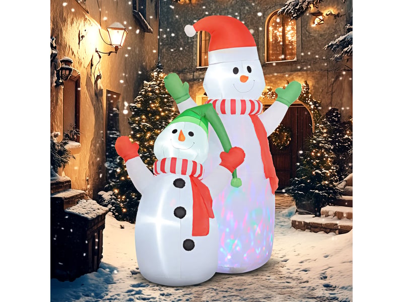  Bonhomme de neige gonflable de noël, 240 cm, décoration gonflables de noël avec lumières led, blanc  - Conforama C