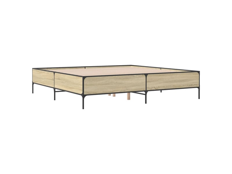  Lit double- lit adulte -  cadre de lit sans matelas chêne sonoma 200x200 cm  - Conforama B