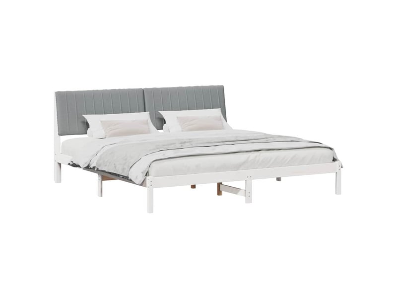 Lit double- lit adulte - cadre de lit avec tête de lit blanc 200 x 200 cm pin massif - Conforama B