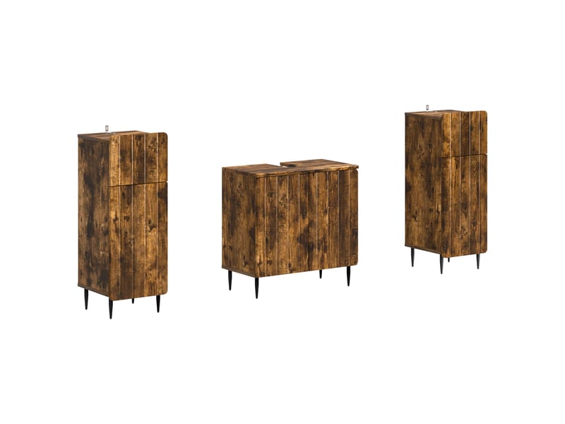  Ensemble de meuble de salle de bain 3 pièces zwolle chêne fumé cf63543  - Conforama A