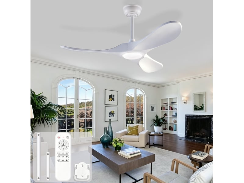 Ventilateur de plafond led 107 cm avec télécommande blanc evryae  - Conforama C