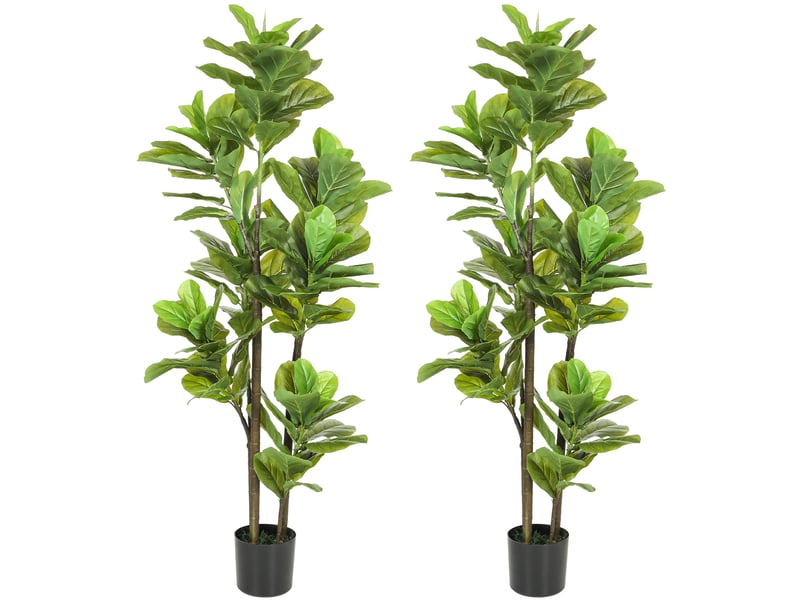 Lot de 2 plantes artificielles intérieures 150 cm, fausse plante à figuier lyre avec pot en ciment, vert - Conforama B