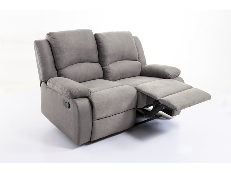 Relaxxo - ensemble canapé relax manuel leo 2 places + fauteuil manuel en microfibre - gris RELAXXO - Conforama C