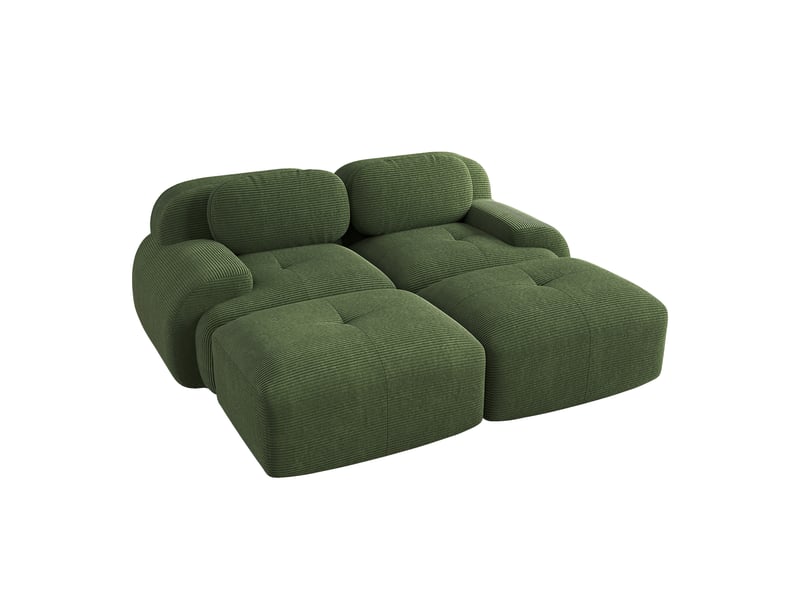 Canapé méridienne, chaise longue, 2 places, en velours tricoté, vert, sans structure, chambre, pour salon - Conforama B