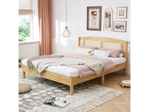 Lit 2 places 160x200 cm <strong>MERAX</strong>  <strong>lit enfant naturel</strong> coloris naturel