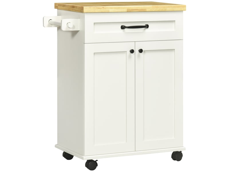  Desserte de cuisine à roulettes 1 tiroir 1 placard blanc et bois 68 x 40 x 83,5 cm  - Conforama A