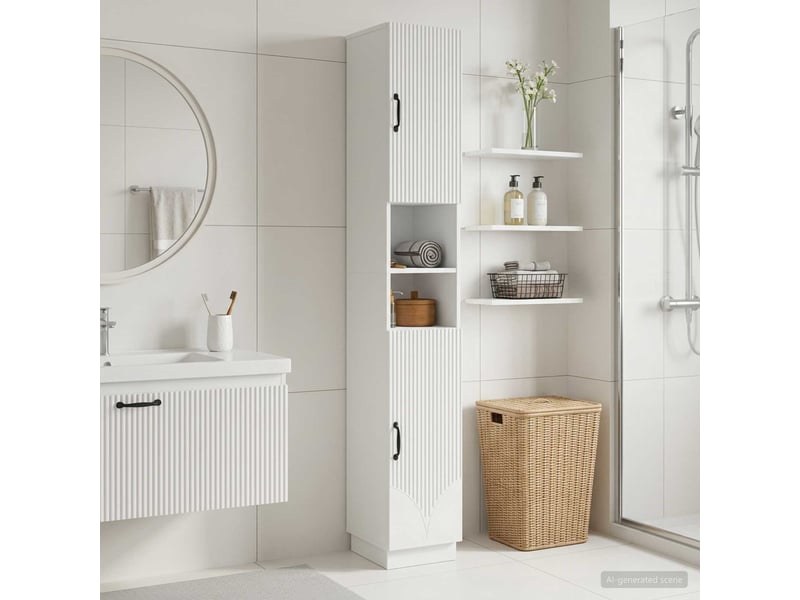 Colonne de salle de bain avec étagère ouverte hoorn blanc - Conforama B