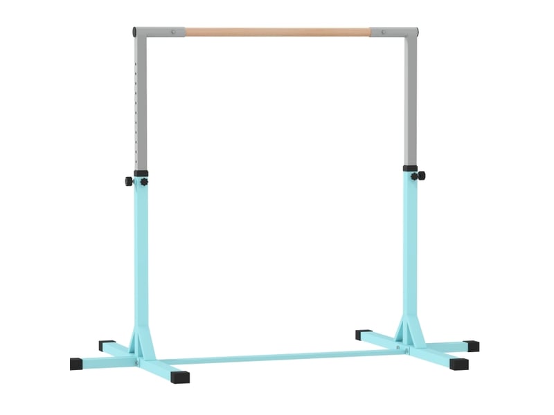  Barre de gymnastique enfant 194x121 cm réglable en hauteur métal et bois cyan  - Conforama A