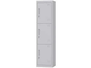 Armoire de bureau en acier avec 3 portes indépendantes, serrure et 2 clés, 45 x 38 x 180 cm, gris clair