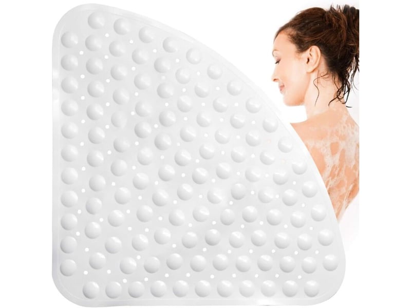  Enowelir tapis de douche antidérapant, massant, antibactérien, triangulaire avec trou de drainage pour douche ou baignoire, 54 x 54 cm  - Conforama E