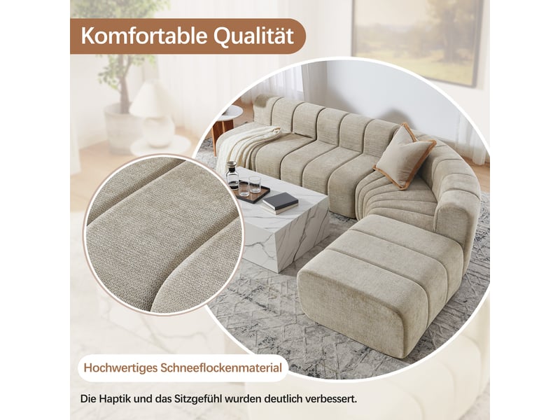  Canapé d'angle modulable - 4 places - modules combinables - marron - matériau chenille - mousse haute résilience Brun - Conforama E