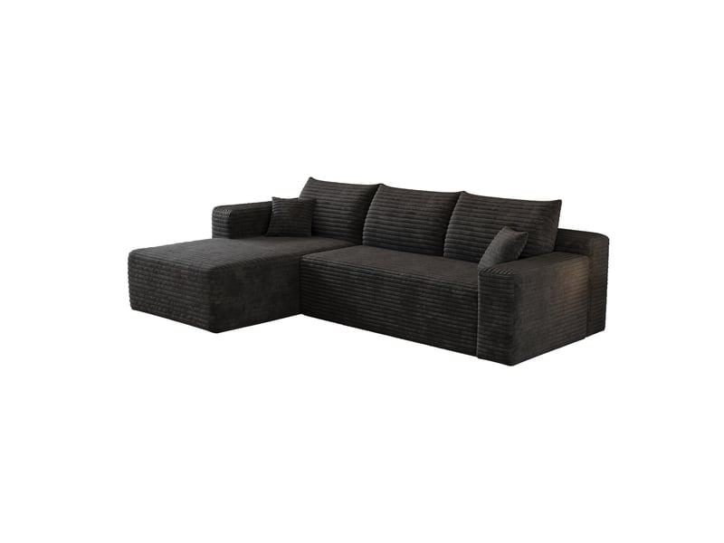  Canapé d'angle en l 241 cm noir en velours côtelé, design cloud, mousse haute élasticité, sans montage Fay Lum - Conforama E