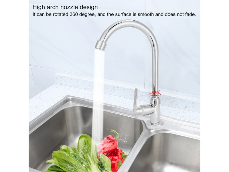  Robinet d'eau froide simple g12, cuisine domestique, lavabo, robinet d'évier rotatif en acier inoxydable  - Conforama D