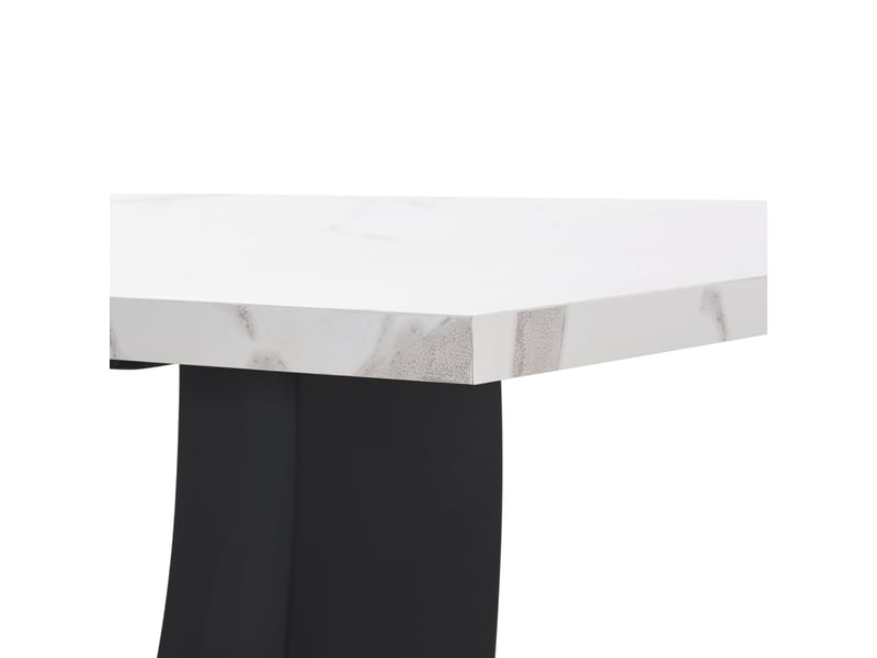  Table à manger - truxen8 - 140x75 cm - motif marbre - pieds réglables - blancnoir  - Conforama R