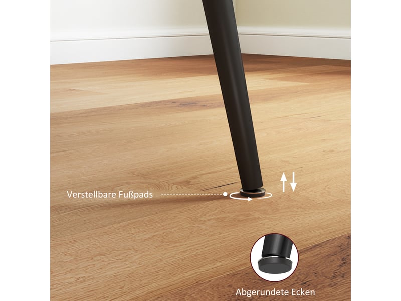 Table à manger extensible 6 à 8 places avec rallonge intégrée - lpospi - pieds en acier, mdf bois naturel - Conforama E