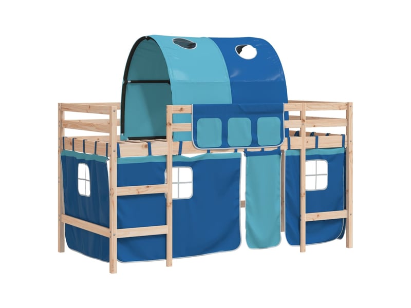  Lit mezzanine enfants - lit jeune avec tunnel sans matelas bleu 80x200 cm  - Conforama A