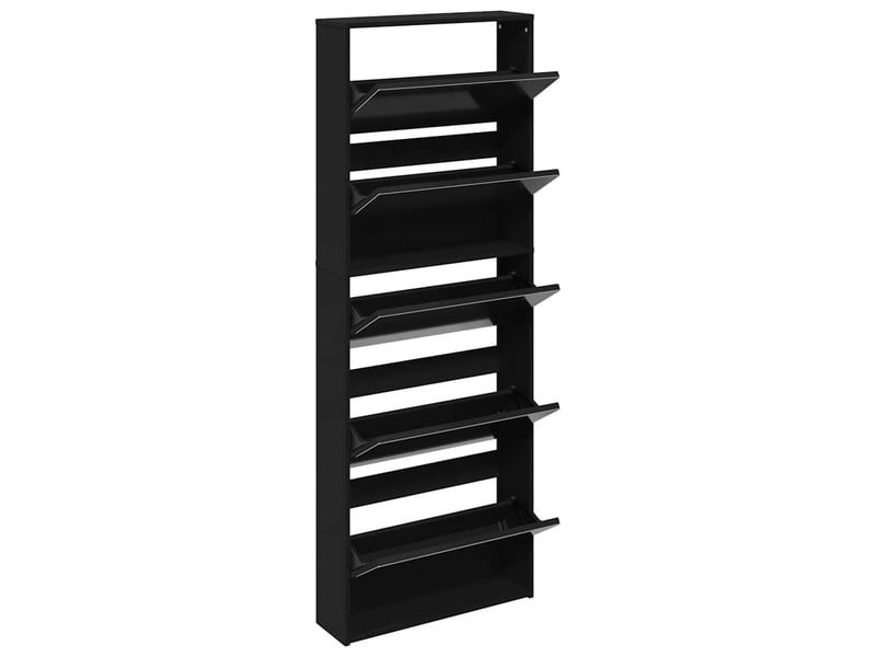  Meuble à chaussure | armoire à chaussures avec miroir 5 niveaux noir 63x17x169,5 cm  - Conforama C