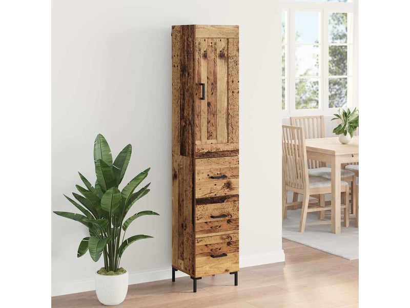 Haut armoire, armoire de rangement bois ancien 34,5x34x180 cm bois d'ingénierie shl8810 - Conforama D