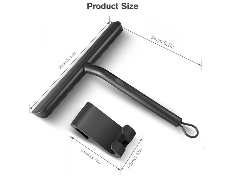  Lave-vitre de salle de bain avec support pour vitres de voiture, miroirs, 21 cm silicone noir  - Conforama B