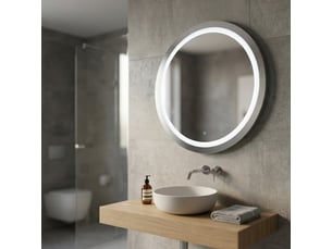Miroir de salle de bain rond avec éclairage led tactile made in italy ring